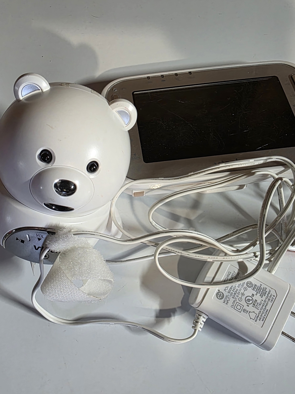 White Bear-Shaped Baby Monitor with Charger